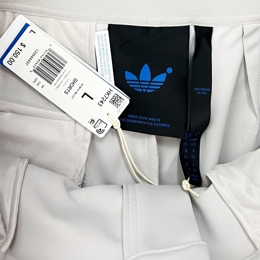 NWT Adidas Blue Version High Waisted Pintuck Shorts in Grey/Blue - Picture 8 of 10